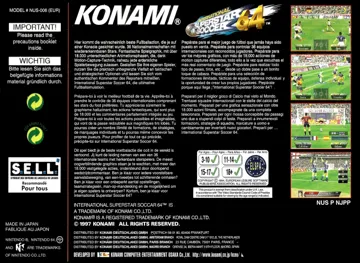 International Superstar Soccer 64 (Europe) box cover back